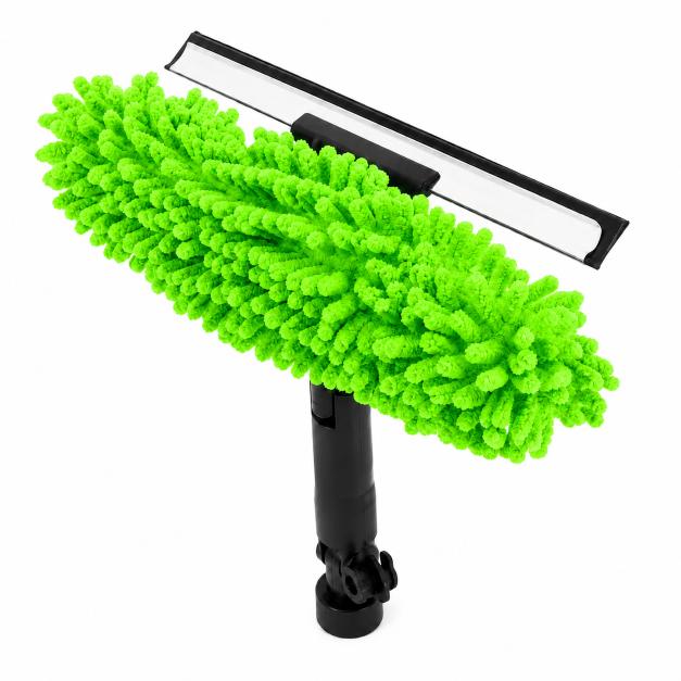 Green window wash pad with squeegee attachment